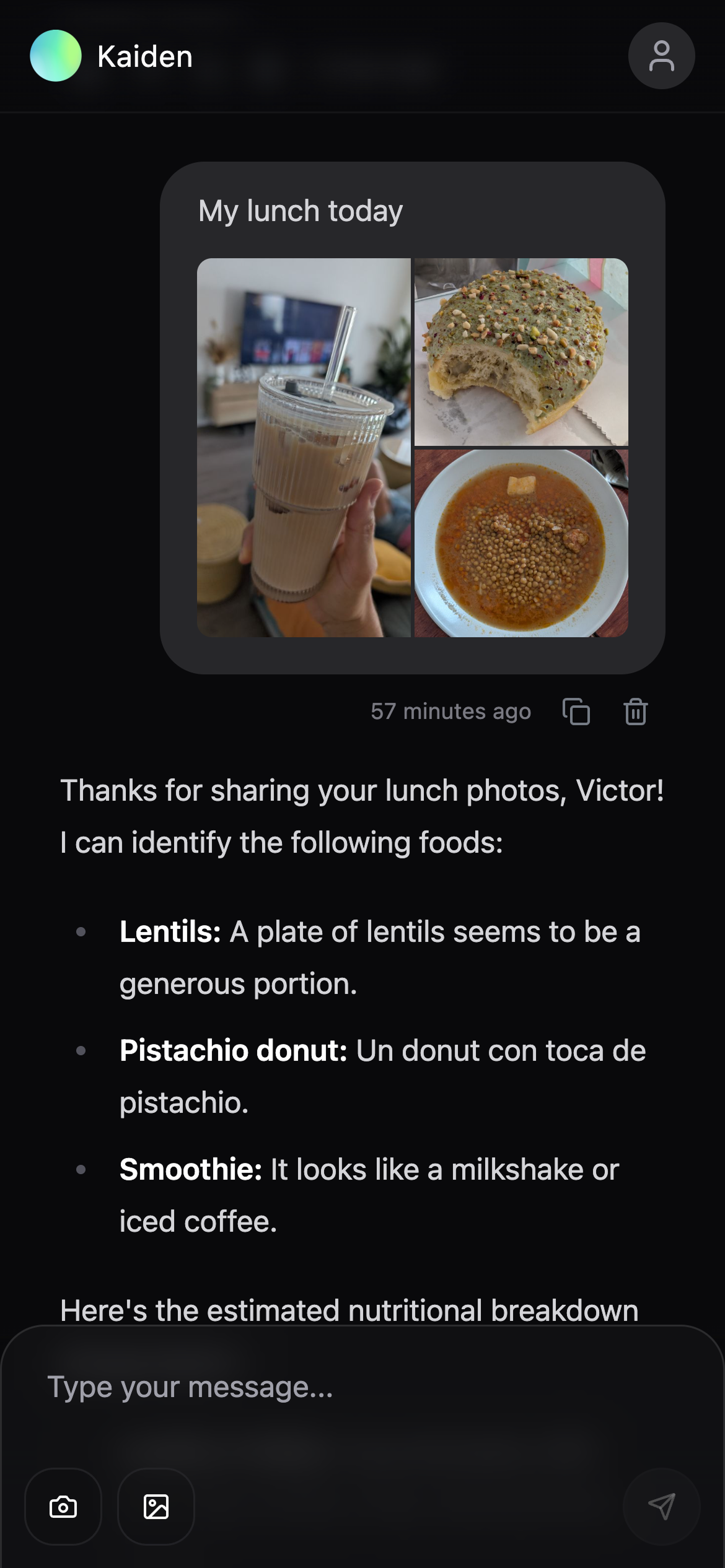 Track your lunch with images